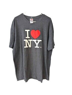 Vintage 2014 I Love NY Shirt XL Dark Heather Gray Travel New York City 23.5x30
